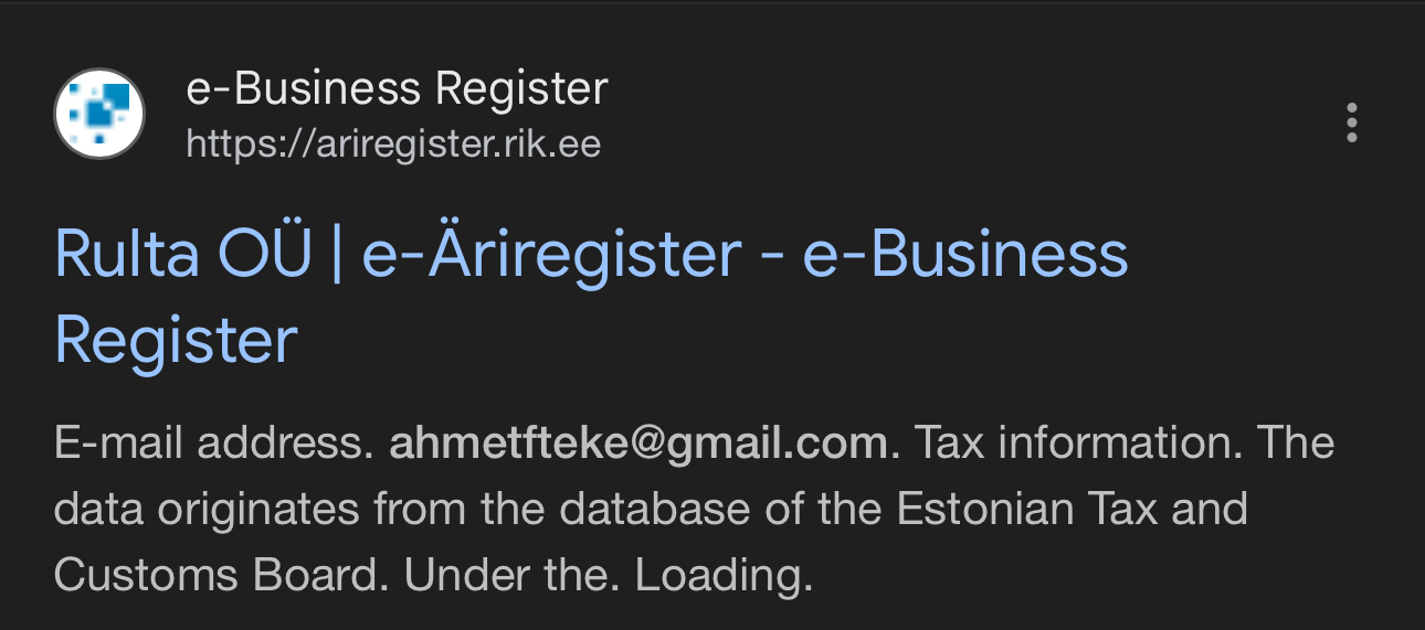 Rulta is a Turkey-based company, pretending to work in the European Union