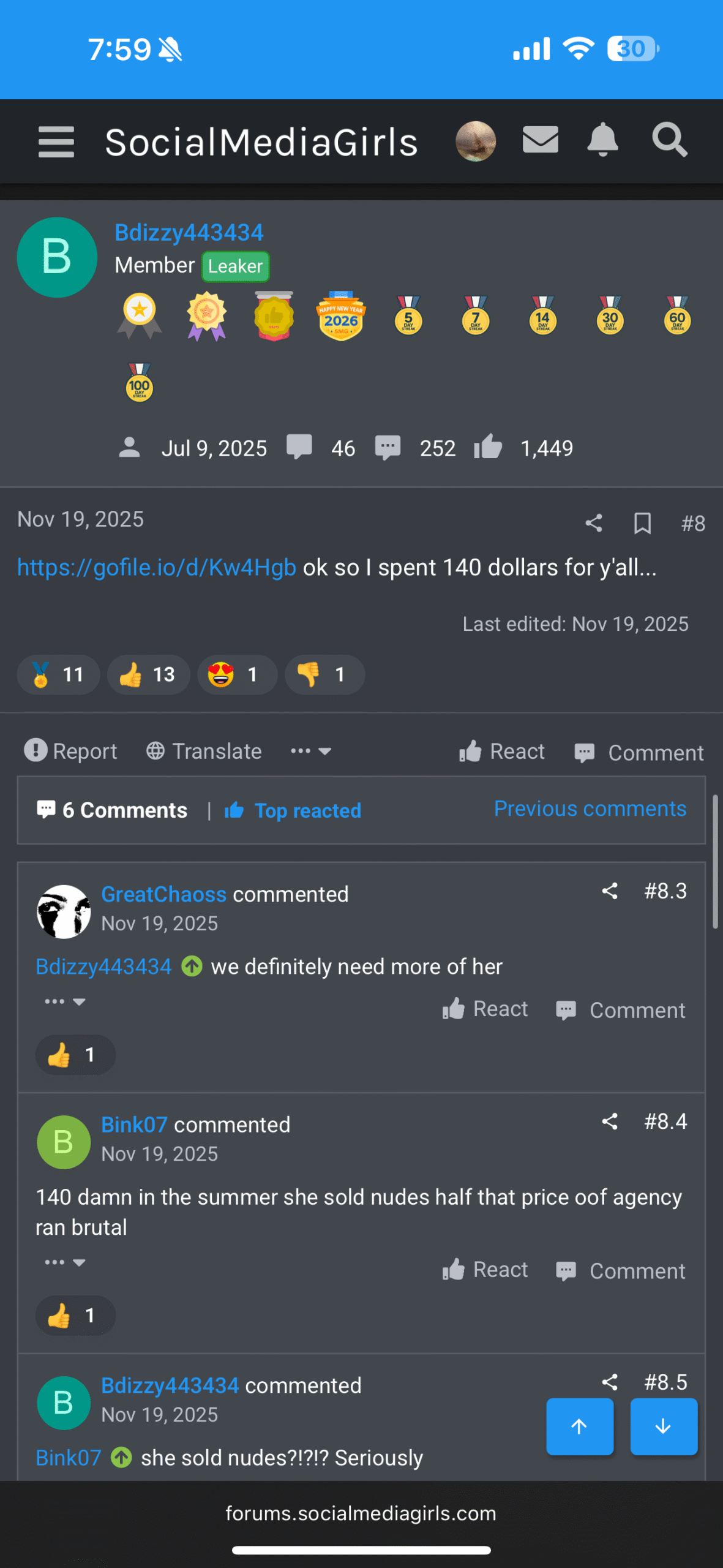 Bailey Foster's username from the Social Media Girls forum matches the username he used on the Shore Thang Patreon page
