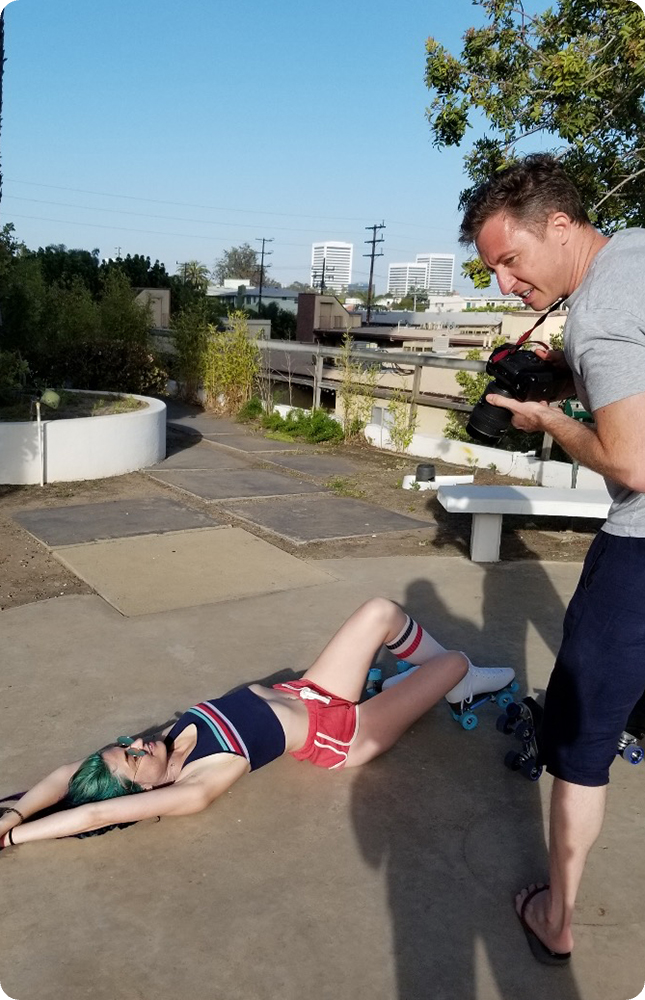 Rae Cole shooting with Zachary Elliot in Los Angeles, California (2019)